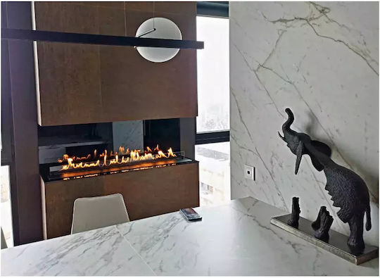 Burner Internal / Outdoor Floor Bioethanol Fireplace Black 100x28x20.5cm