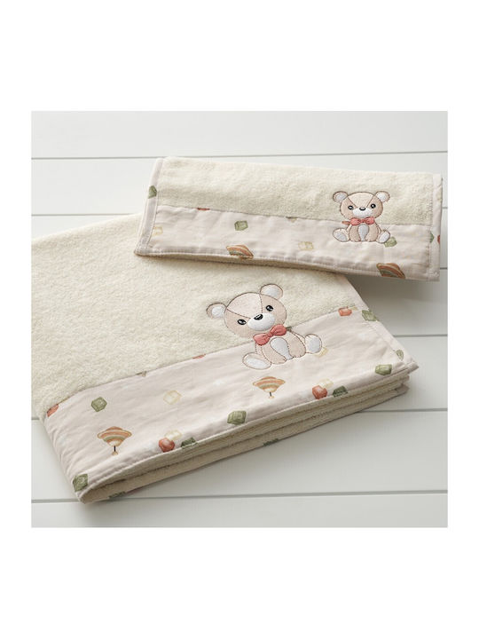 Vesta Home Σετ Βρεφικές Πετσέτες 2τμχ Berry Μπεζ Βάρους 400gr/m²