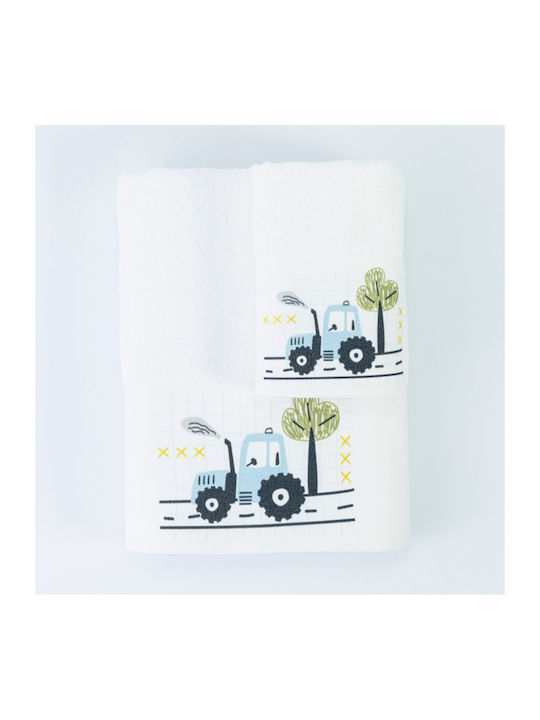 Borea Set of baby towels 2pcs Trucky White