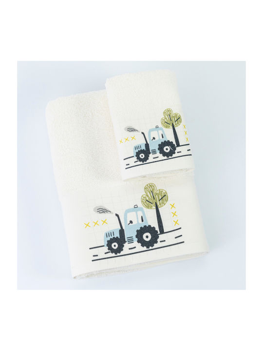 Borea Set of baby towels 2pcs Trucky White