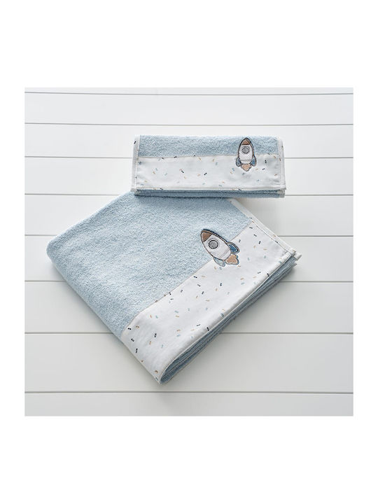 Vesta Home Set of Baby Towels 2pcs Cosmic Light Blue Weight 400gsm