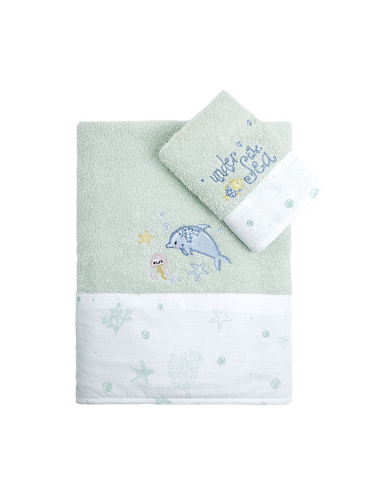 Nima Set Babyhandtücher 2 Stück Turquoise Sea Love 70 cmx140cm Gewicht 400gr/m²