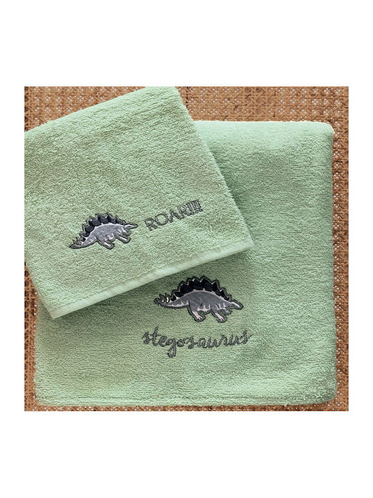 Palamaiki Σετ Βρεφικές Πετσέτες 2τμχ Stego Green Βάρους 380gr/m²
