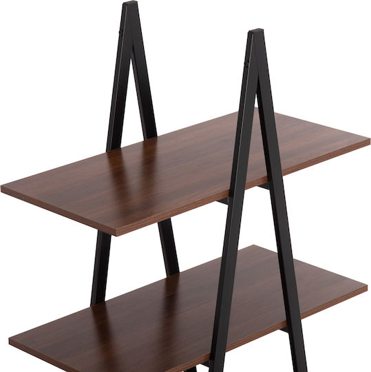 Рафт Homemarkt Stam Hm18073.04 Черна метална рамка-Орехов меламин 71x38x164см