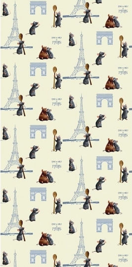 Disney Παιδική Κουρτίνα Remy με Τιράντες Λευκή 140x290εκ.