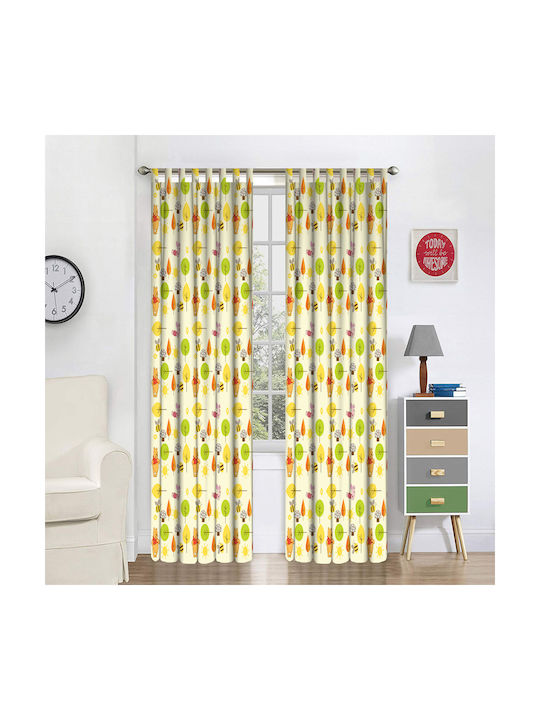 Disney Kids Tab Top Curtain Winnie The Pooh Beige WP107-2 140x290cm