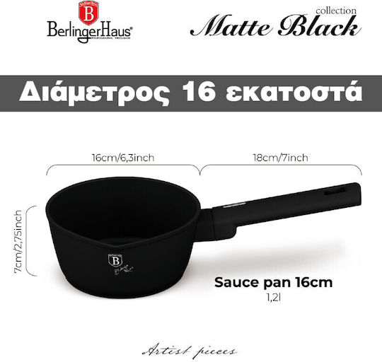 Berlinger Haus Matte Black Collection Κατσαρολάκι Γάλακτος από Αλουμίνιο 1.2lt / 16cm