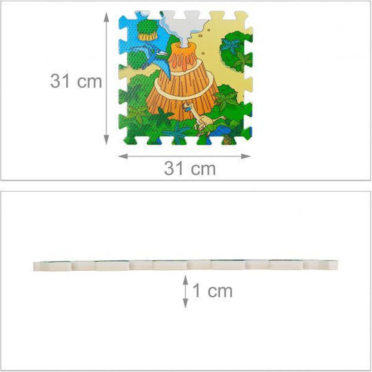 Relaxdays Interaktives Kinder-Bodenpuzzle mit Dinosaurier-Design 9 Teile