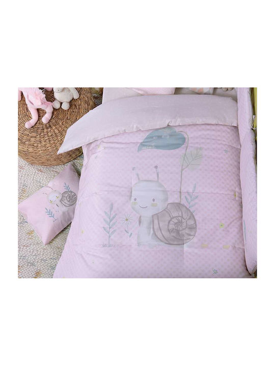 Nef-Nef Homeware Πάπλωμα Κούνιας Ροζ Cute snail 110x140cm