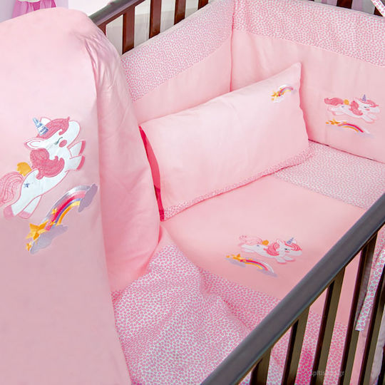 Dimcol Пухено одеяло За Количка Памук Unicorn Розов 100x140см
