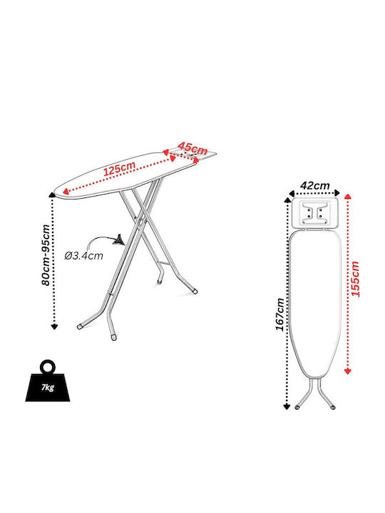 Vesta Bügelbrett Für Bügelstation Zusammenklappbar 155x45x95cm