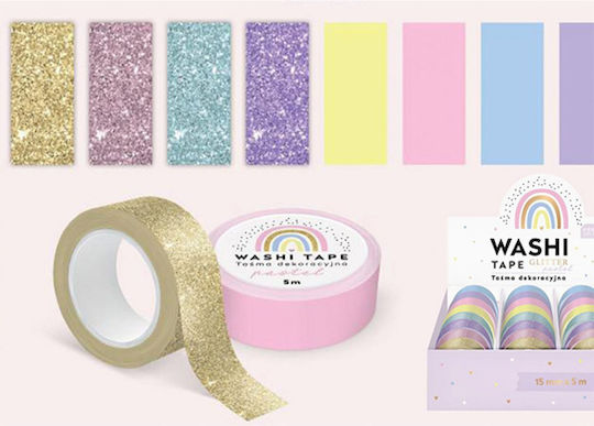 Adhesive Craft Tape Interdruk Glitter Pastel 15mmx5m 304056