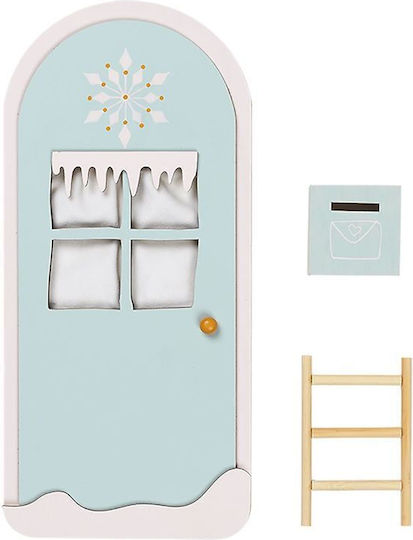 Wooden Elf Door Toy Winter Wonderland Foggy Blue 14.6x30x1.8cm