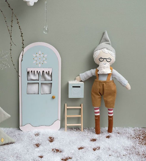 Wooden Elf Door Toy Winter Wonderland Foggy Blue 14.6x30x1.8cm