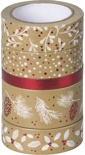 Decorative Adhesive Tapes Heyda Set 5 Pieces Kraft Red Various Sizes 3584529