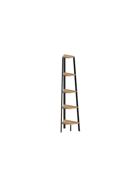 Corner Bookcase Black 53.4x37.8x160.3 cm