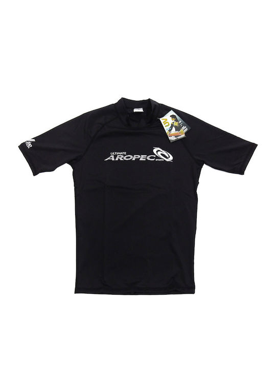 Aropec Bărbați Mâneci scurte Tricou de protecție solară Negru