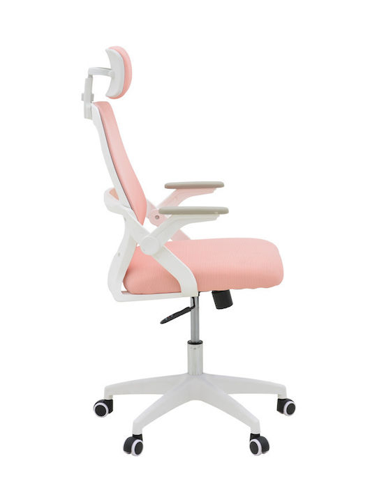 Peja Reclining Office Chair with Fixed Arms Pink-frame White Pakketo