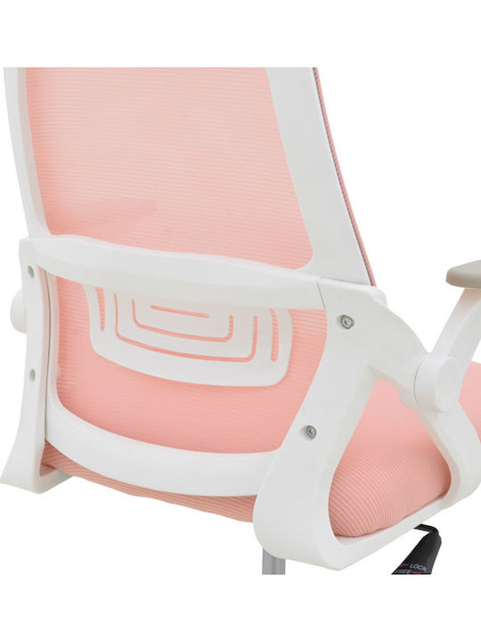 Peja Reclining Office Chair with Fixed Arms Pink-frame White Pakketo