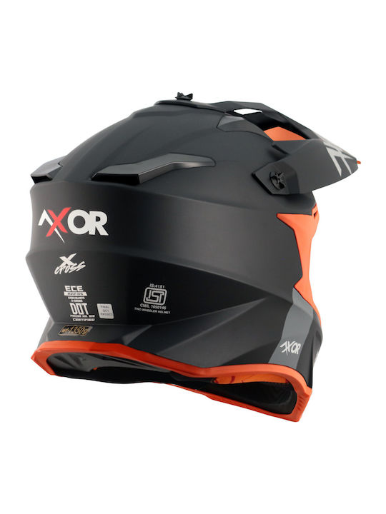 Axor X-Cross Matte Black Orange Motorradhelm Ein-Aus ECE 22.06 1600gr mit Sonnenblende