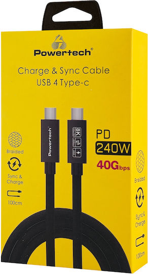 Powertech USB 2.0 Kabel USB-C männlich - USB-C 240W Schwarz 1m (PTR-0165)