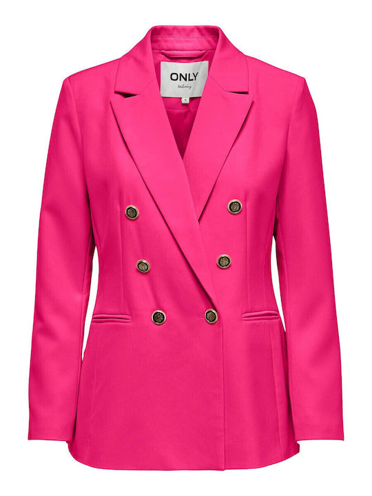 Only Women's Double Breasted Blazer Fuchsia
