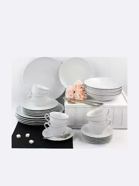 Cmielow White Porcelain Dinnerware Set 44pcs