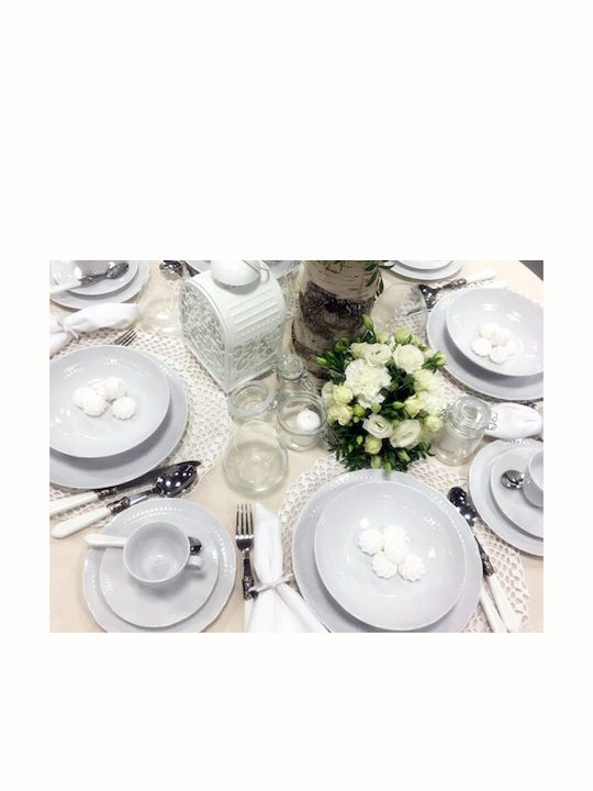 Cmielow White Porcelain Dinnerware Set 44pcs