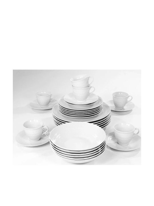 Cmielow White Porcelain Dinnerware Set 44pcs
