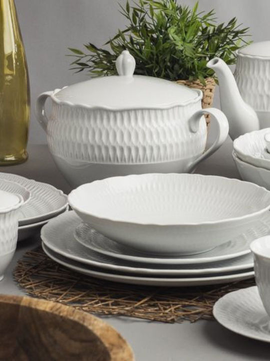 Cmielow White Porcelain Dinnerware Set 44pcs