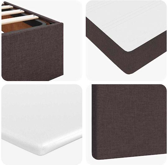 vidaXL King-Size-Bett Mit Stoff Dunkelbraune Mit Lattenrost Und Matratze 190x190cm