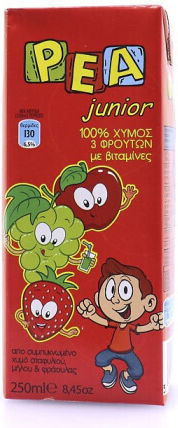 Ρέα Χυμός Junior Φράουλα / Μήλο / Σταφύλι 250ml