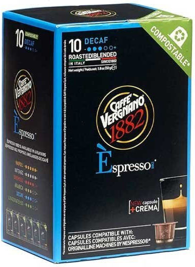 Caffe Vergnano 1882 Capsule Espresso Decaffeinato Decafeinizat Compatibile cu Mașina Nespresso 10capace