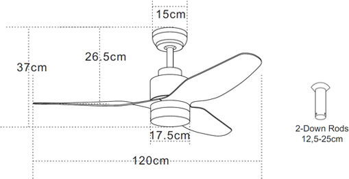 Zambelis Lights Ανεμιστήρας Οροφής 120cm με Φως Μπεζ / Λευκός
