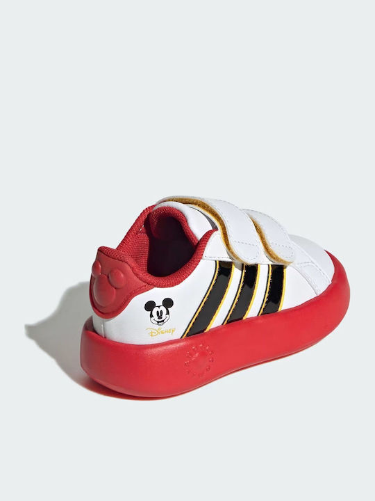 Grand Court Mickey Kids Sneakers with Scratch White