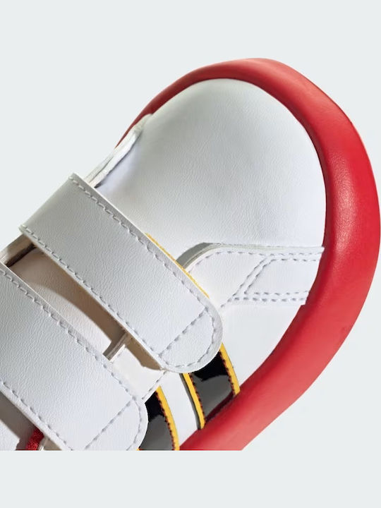 Grand Court Mickey Kids Sneakers with Scratch White