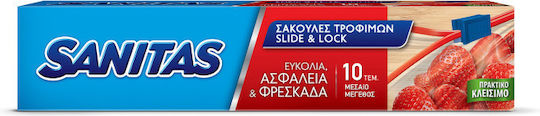 Sanitas Slide & Lock Μεσαίες Σακούλες Τροφίμων 10τμχ