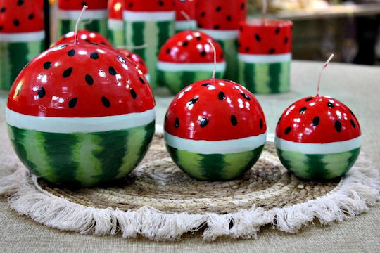 Ръчно Изработена Свещ Топка Watermelon П25 См