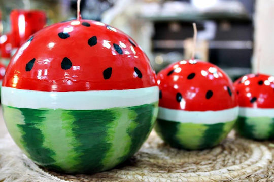Handgemachte Kerze Kugel Wassermelone P29 cm