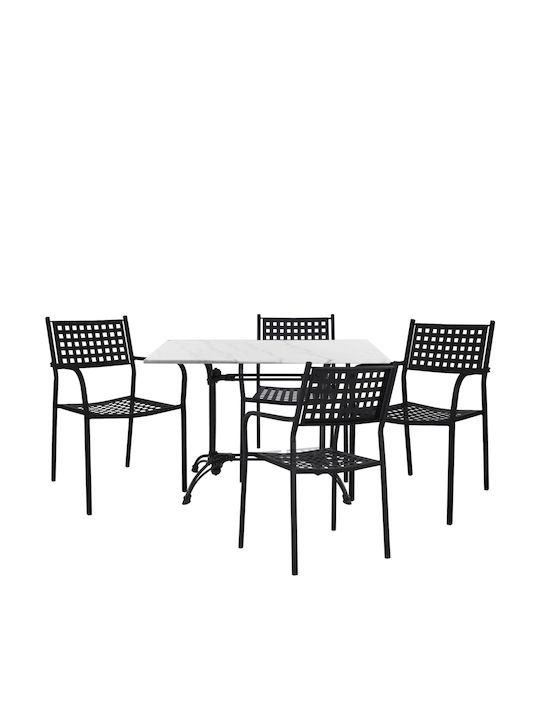 Set Sala De Mese Pentru Exterior 5 Piese Negru