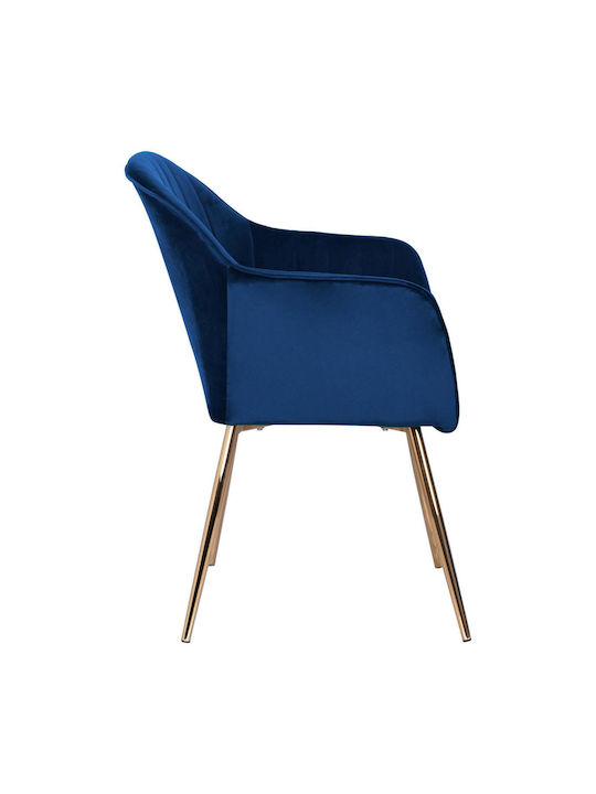 Sawyer Dining Room Velvet Armchair Blue / Gold 55x60x83cm 2pcs