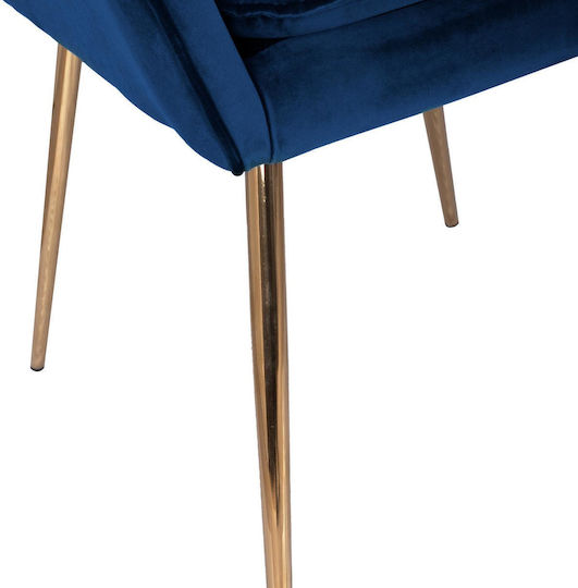 Sawyer Dining Room Velvet Armchair Blue / Gold 55x60x83cm 2pcs