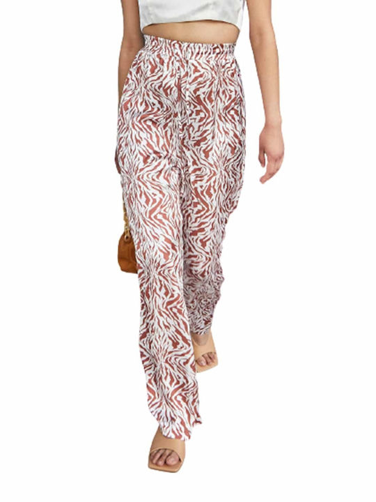Femei Talie înaltă Din material textil Pantaloni cu elastic Leopard Maro