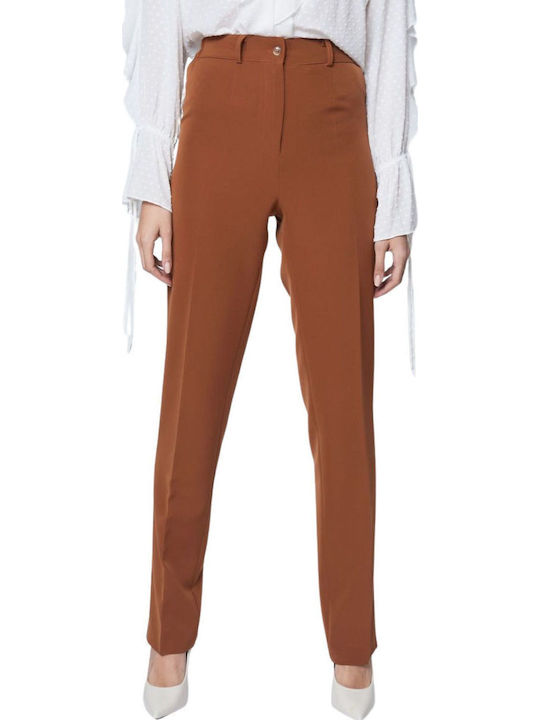 Damen Stoff Hose Tabac Brown