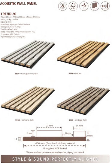 Acoustic 3d Panel Trend 4055 Sonoma Oak 20 600 2780mm Newplan Newplan