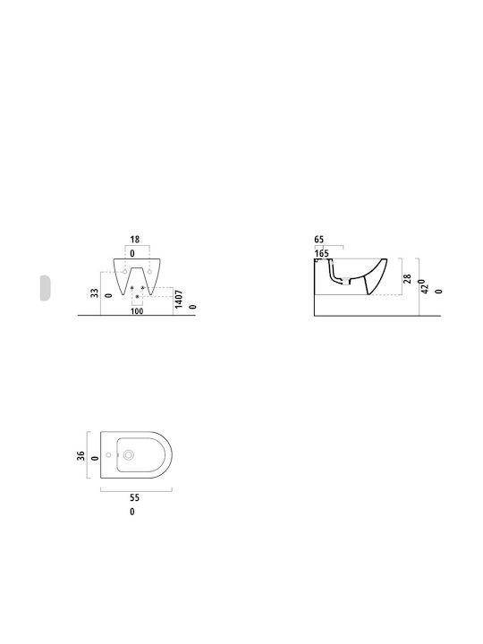 GSI Wall-Hanging Bidet Pura 36x55x28cm