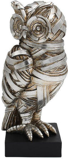 Figurină Decorativă de Masă Fylliana Fl25090 Bufniță Culoare Argintiu-Negru 9.5x9.5x22.5cm