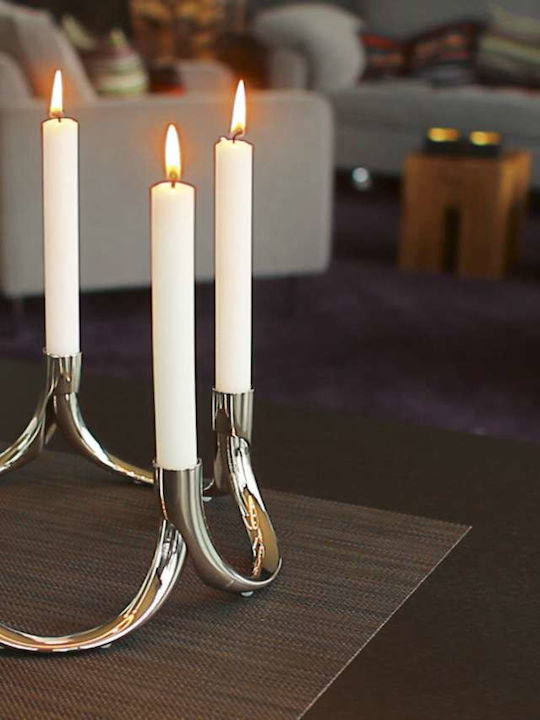 Philippi Bow Candle Holder Metal 2 Seats in Silver Color 17x9x8cm 1pcs