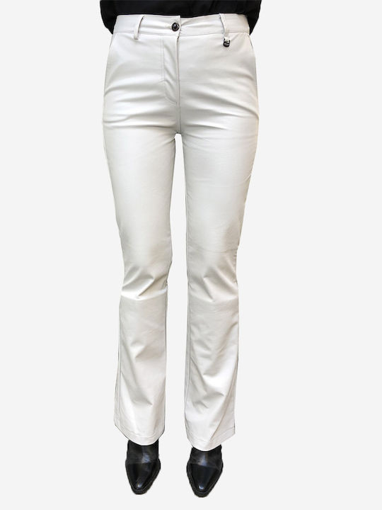 Women's Fabric Trousers Flared Ecru