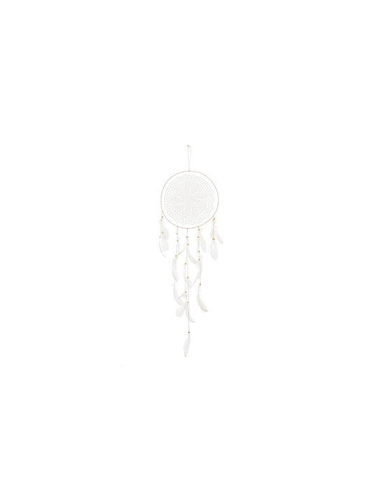 PartyDeco Decorațiune Dreamcatcher Lucrată Manual Albă Din Țesătură 94x30cm
